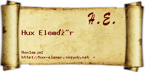 Hux Elemér névjegykártya